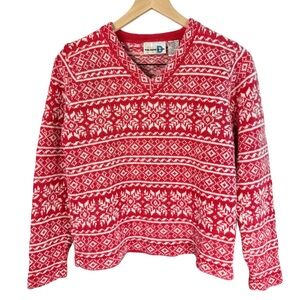 Vintage Paul Harris Design V-Neck Sweater | Red &White | Medium